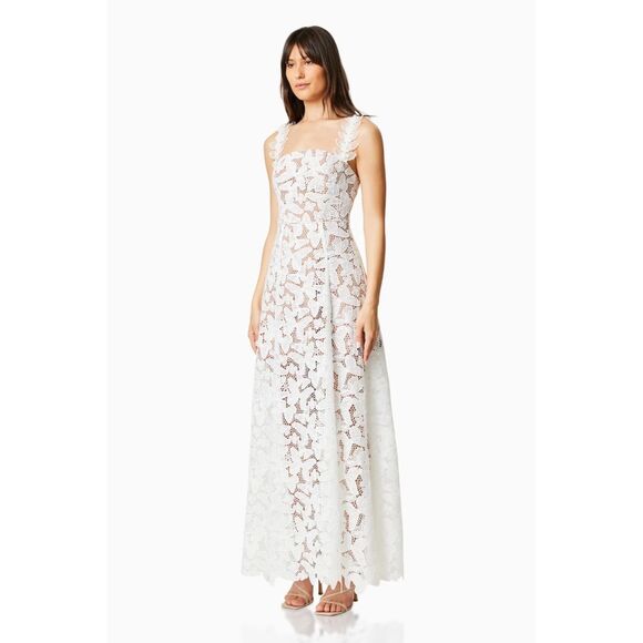 ELLIATT Symi Lace Maxi Dress In White Bridal Bachelorette 👗size S NWT$448 - Picture 8 of 13
